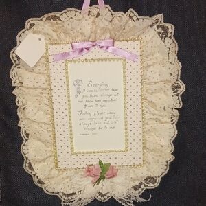 Decorative Lace Wall Hanging with Pink Accents
